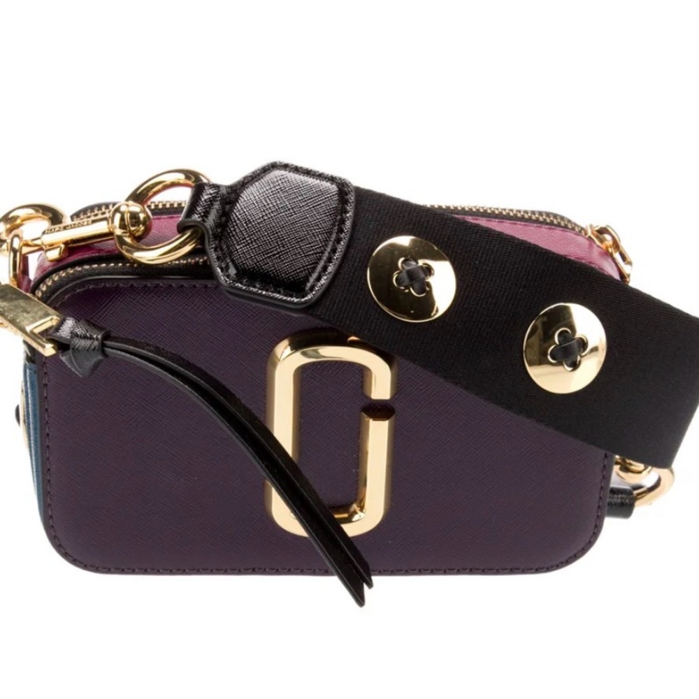 Marc Jacobs Plum Saffiano Mini Camera Bag with Gold Hardware
